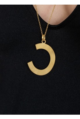 HANDMADE STERLING SILVER MONOGRAM "C" NECKLACE GOLD PLATED