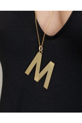 HANDMADE STERLING SILVER MONOGRAM "M" NECKLACE GOLD PLATED