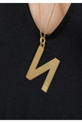 HANDMADE STERLING SILVER MONOGRAM "N" NECKLACE GOLD PLATED